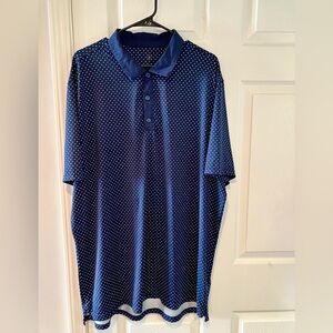 Graham Luxe Mens Short Sleeve Polo Shirt Performance Dot Pattern Blue Size 2XL